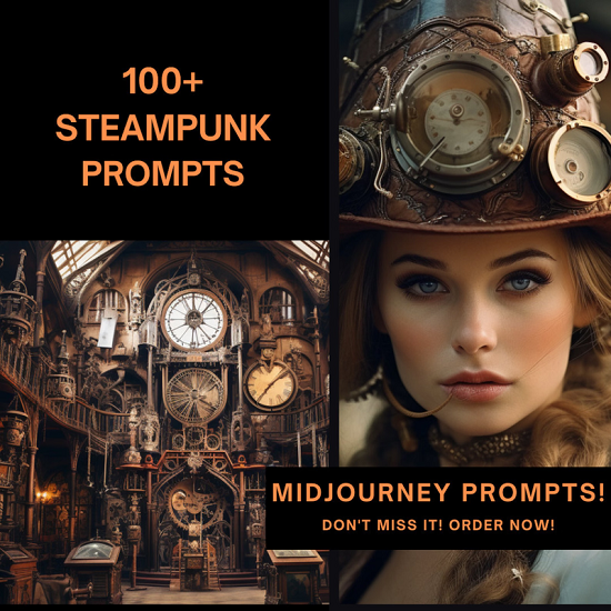 [Botbrush] 100+ Midjourney Steampunk Prompts. Трендовые стимпанк промпты для Миджорни (2024) бесплатно