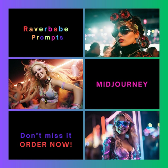 [Botbrush] 200+ Midjourney Raverbabe Art Prompts. Яркие рэйв-промпты для Миджорни (2024)