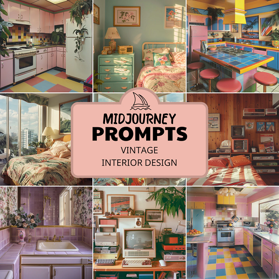 [CreativePromptsStore] Midjourney Prompts Vintage Interior Design. Промпты винтажных интерьеров в Миджорни (2024)